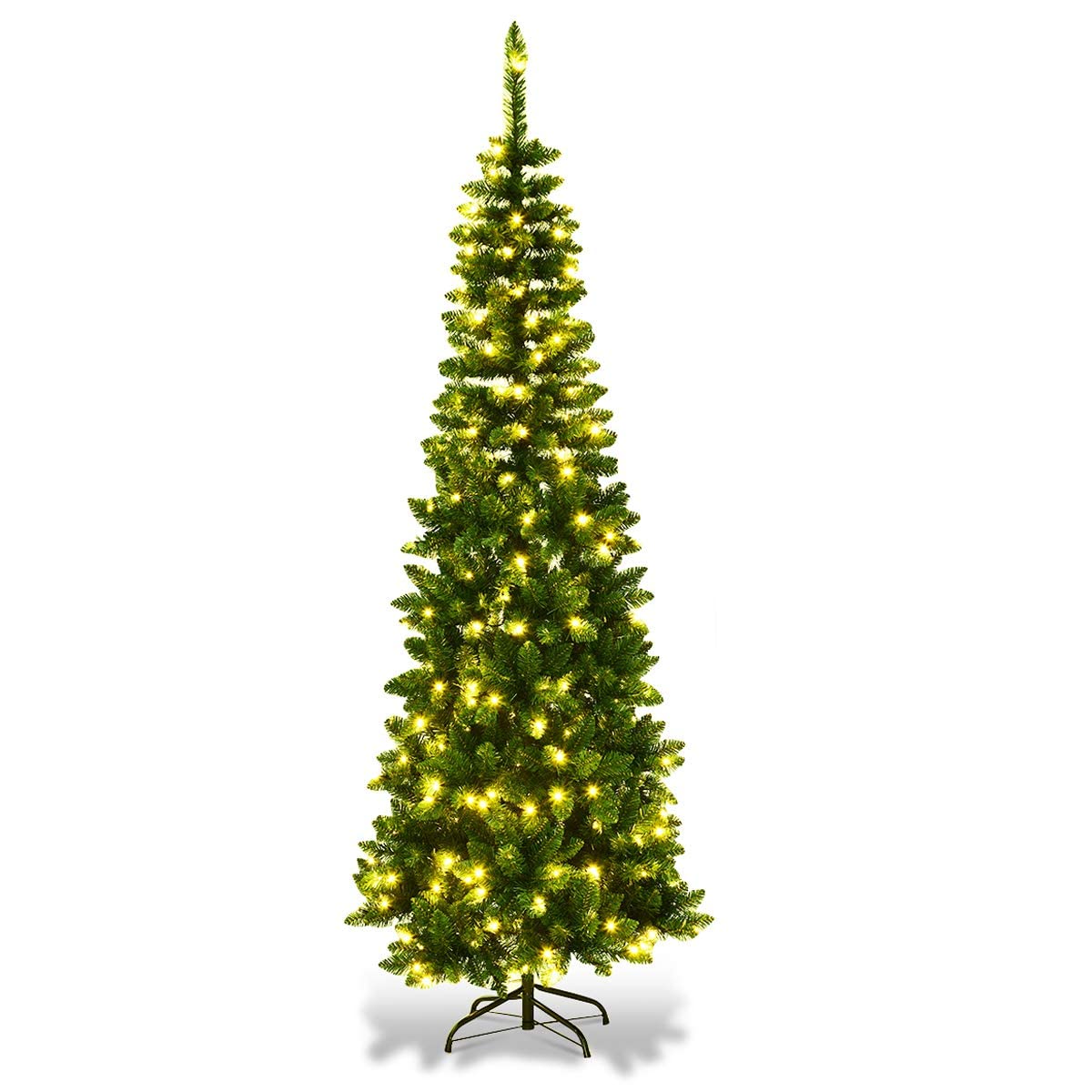 RELAX4LIFE Albero di Natale 240cm, Mezzo Albero da Parete con 360 Luci LED Incorporate, Albero di Natale Angolare da Muro, Decorazione Natalizia per Casa