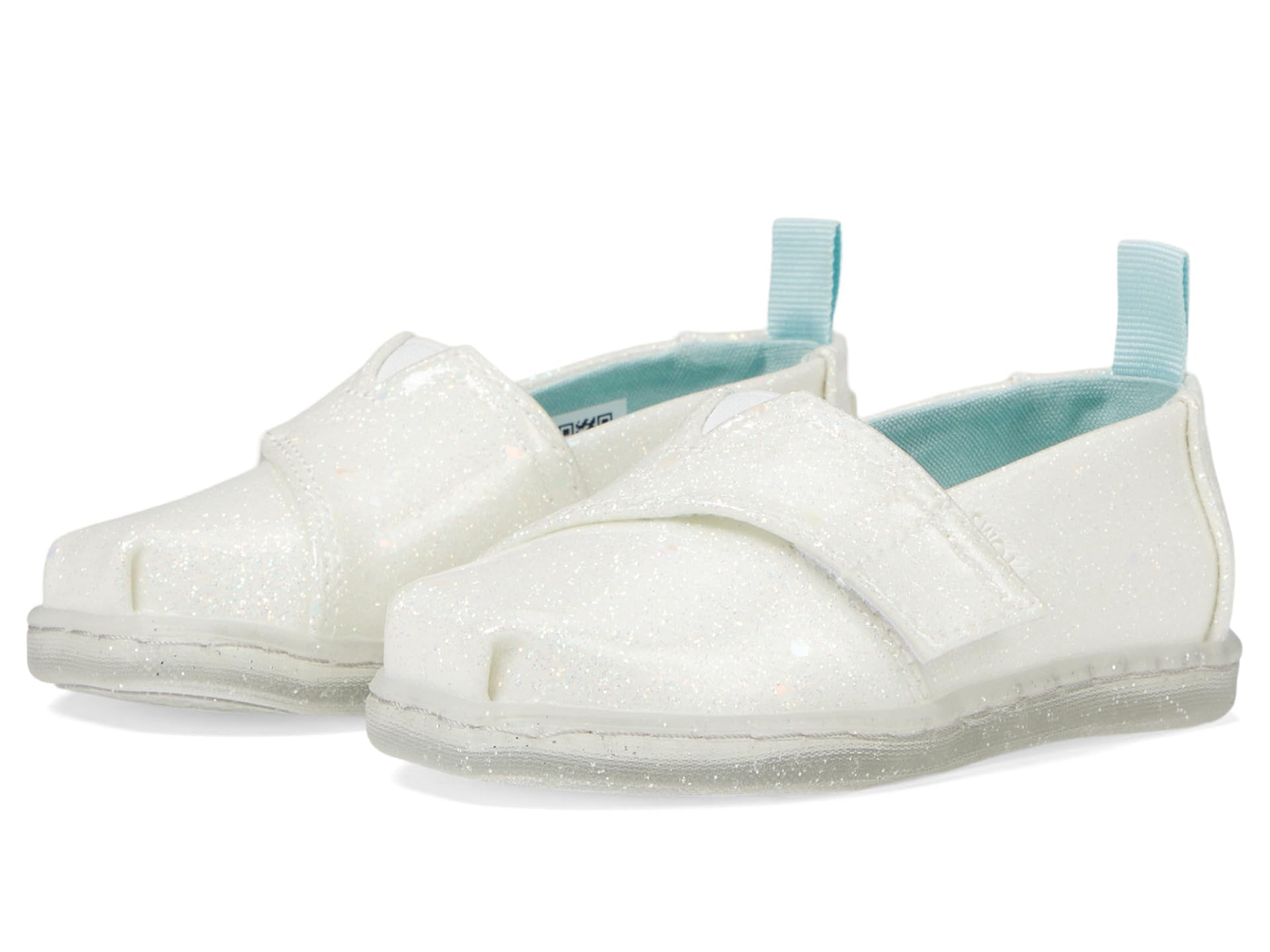 TOMS Tiny Girl's Classic Alpargata Loafer Flat, White Confetti Coated Glitter, 8 UK