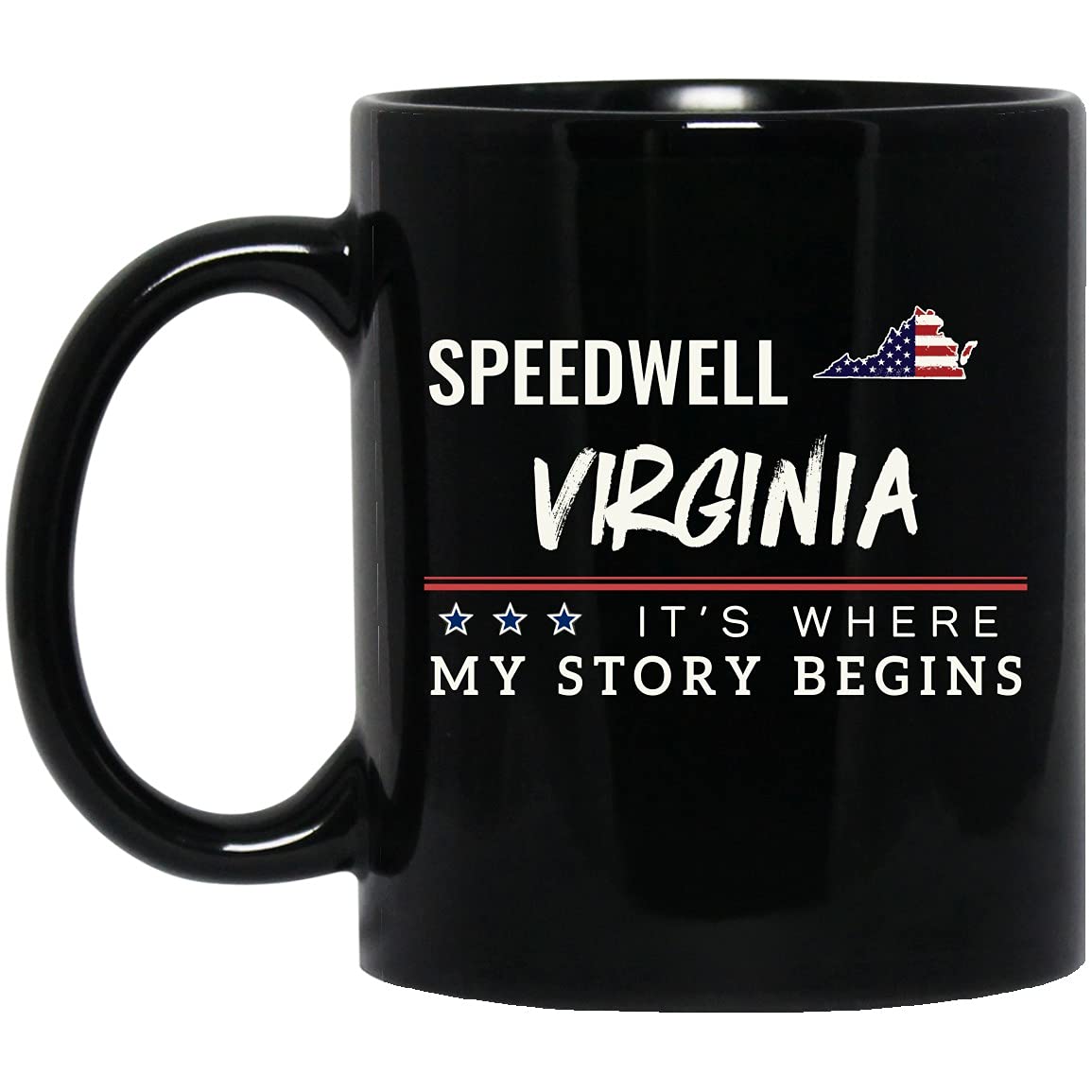 American Flag Mug Speedwell Virginia Coffee Cup It's Where My Story Begins 4th of July Coffee Mug Patriotic Gift Independence Day Memorial Day Tea Cup 11oz Black