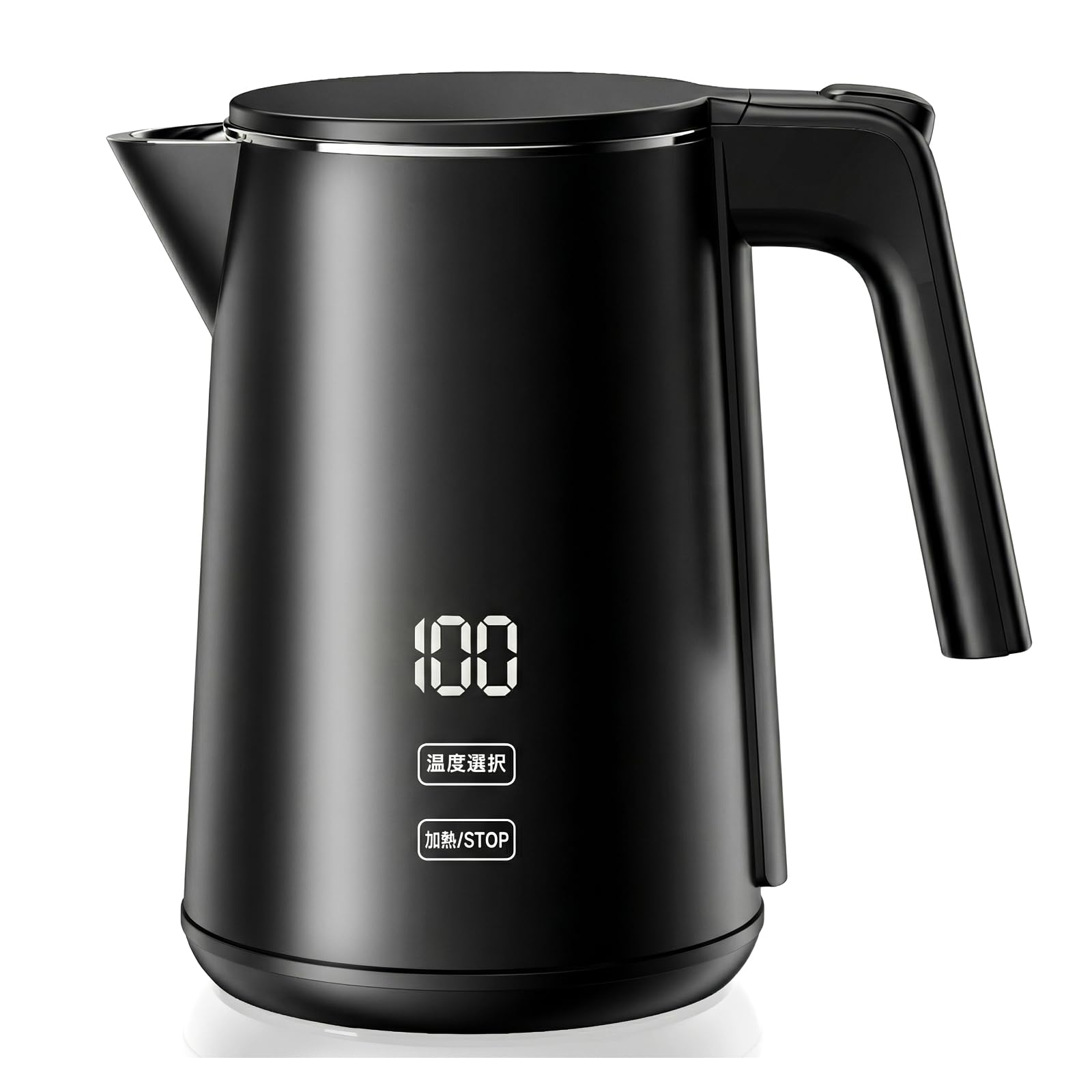 SSYFEI 電気ケトル 1.0L【1000W急速沸騰・デジタル温度表示】7段階温度調節 4時間保温 触れても熱くない二重構造 304ステンレス製 メモリー機能 空焚き防止 小型 お手入れ簡単 コーヒー・お茶・ミルクに最適 電気ポット ブラック