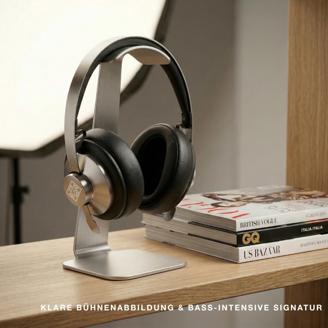 TELEFUNKEN ARCO Classic Edelstahl-Bluetooth-Kopfhörer – Ikonische Ganzmetall-Silhouette mit Luxus-Haptik – Beständiges Design-Statement & klare Bühnenabbildung (Schwarz)