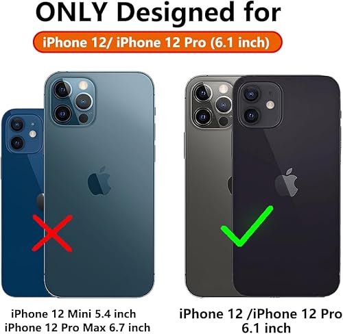 Miniatura 2 de Funda para iPhone 12, iPhone 12 Pro, con protector de pantalla y funda para cámara, grado militar 16 pies. Funda protectora a prueba de caídas con