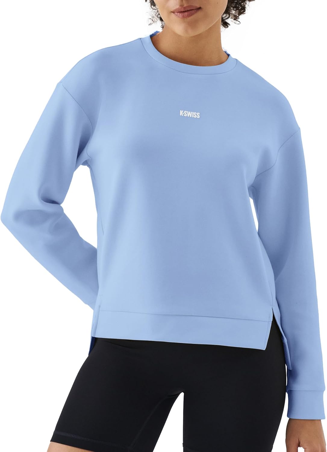 K-Swiss Cropped Sweatshirts for Women - Crewneck Pullover Sweatshirt Long Sleeve Workout Crop Tops Soft and Lightweight