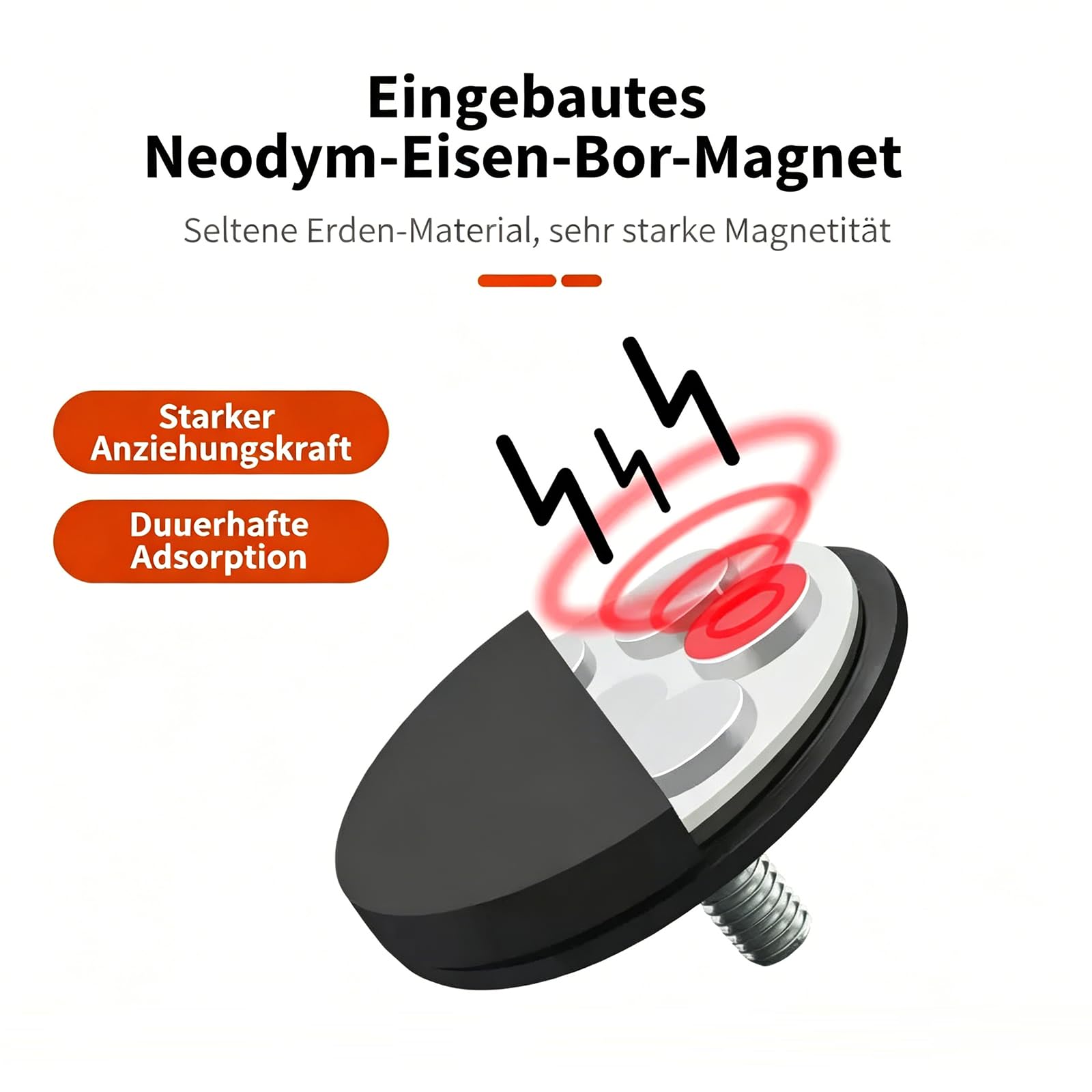8 calamite al neodimio gommate con filettatura da 66 mm, magneti molto forti, filettatura M6, antiscivolo, base di montaggio magnetica