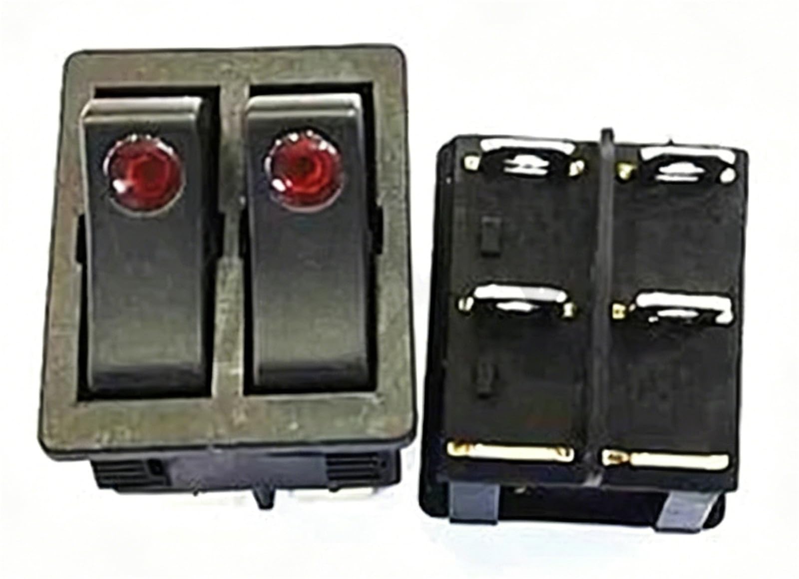 2 pezzi KCD2 doppio interruttore a bilanciere for barca 6 pin on-off con luce rossa verde 20A 125VAC/ 16A 250V nero senza interruttore della luce(Cat s eye red light)