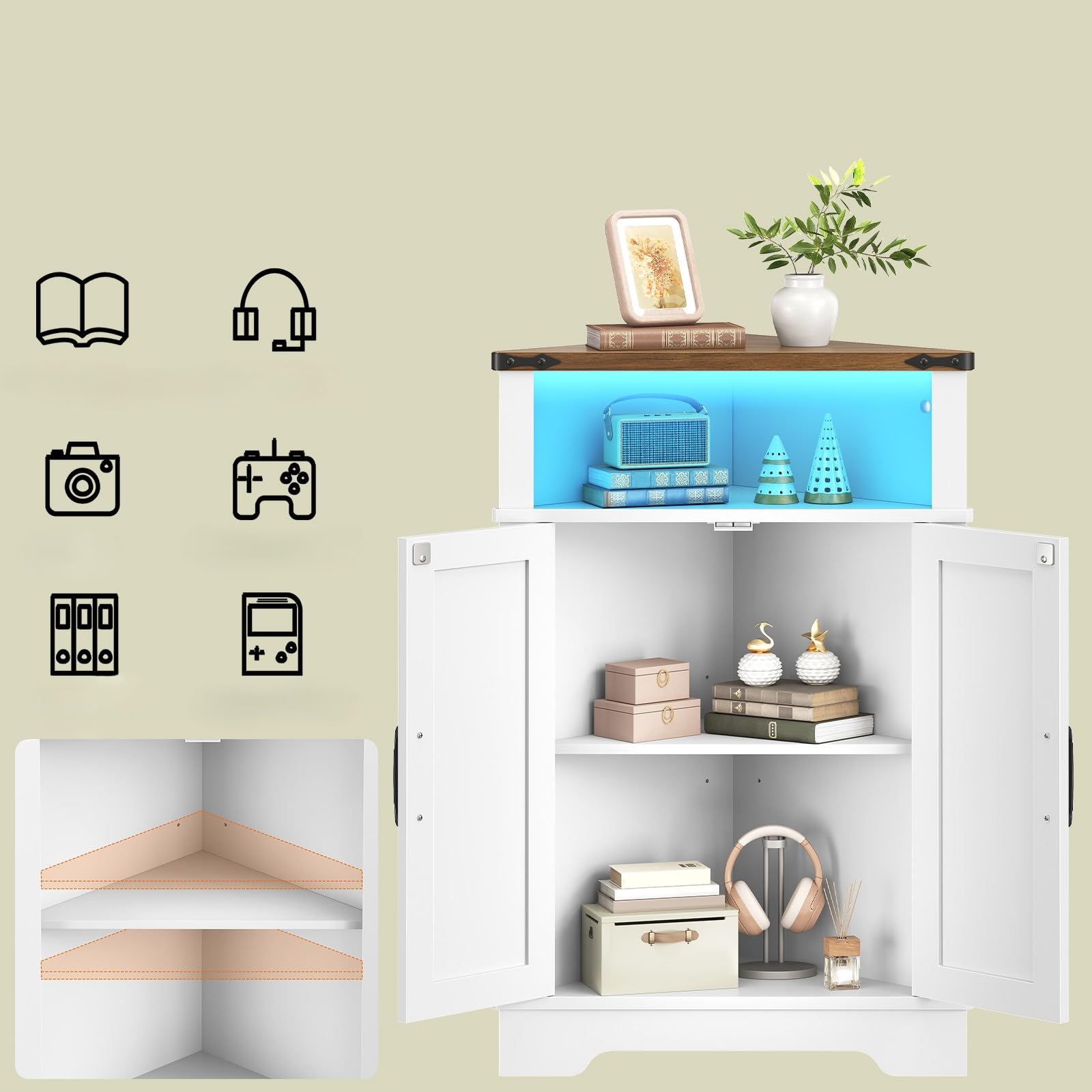HOOBRO Meuble d’Angle avec Ruban LED