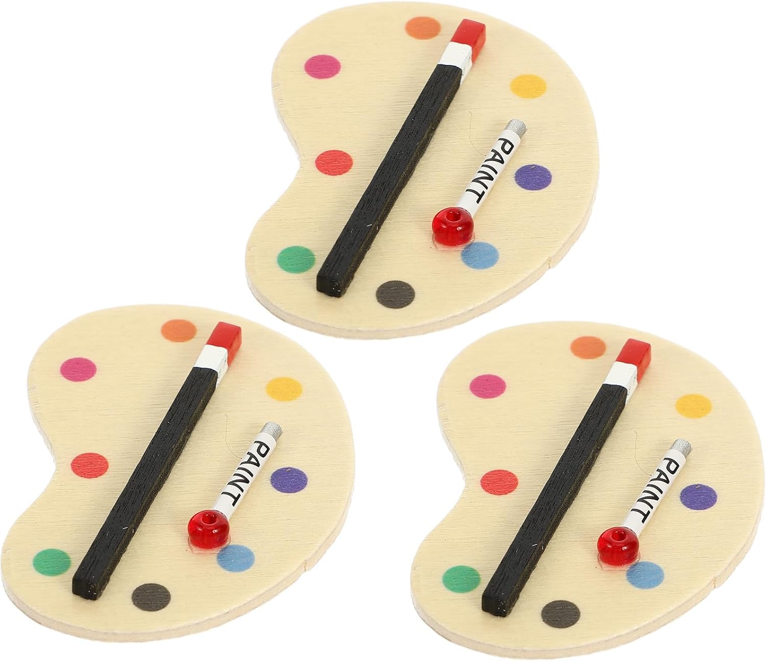 Miniature Paint Palette Set 3Pcs 1:12 Dollhouse Palettes Miniature Artist Palettes Paint Brush Model Toys Mini Life Play Scene Prop Crafts Drawing Boards for Fairy Garden Pretend Play