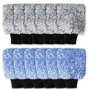 12 Pcs Microfiber Car Wash Mitts, Scratch Free Ultra Absorbent Car Sponge Glove Cleaner Wash Mitts for Car, Wheel Trucks, Home Cleaning, Machine Washable 11″L x 7.5″W (Black and White, Blue and White)