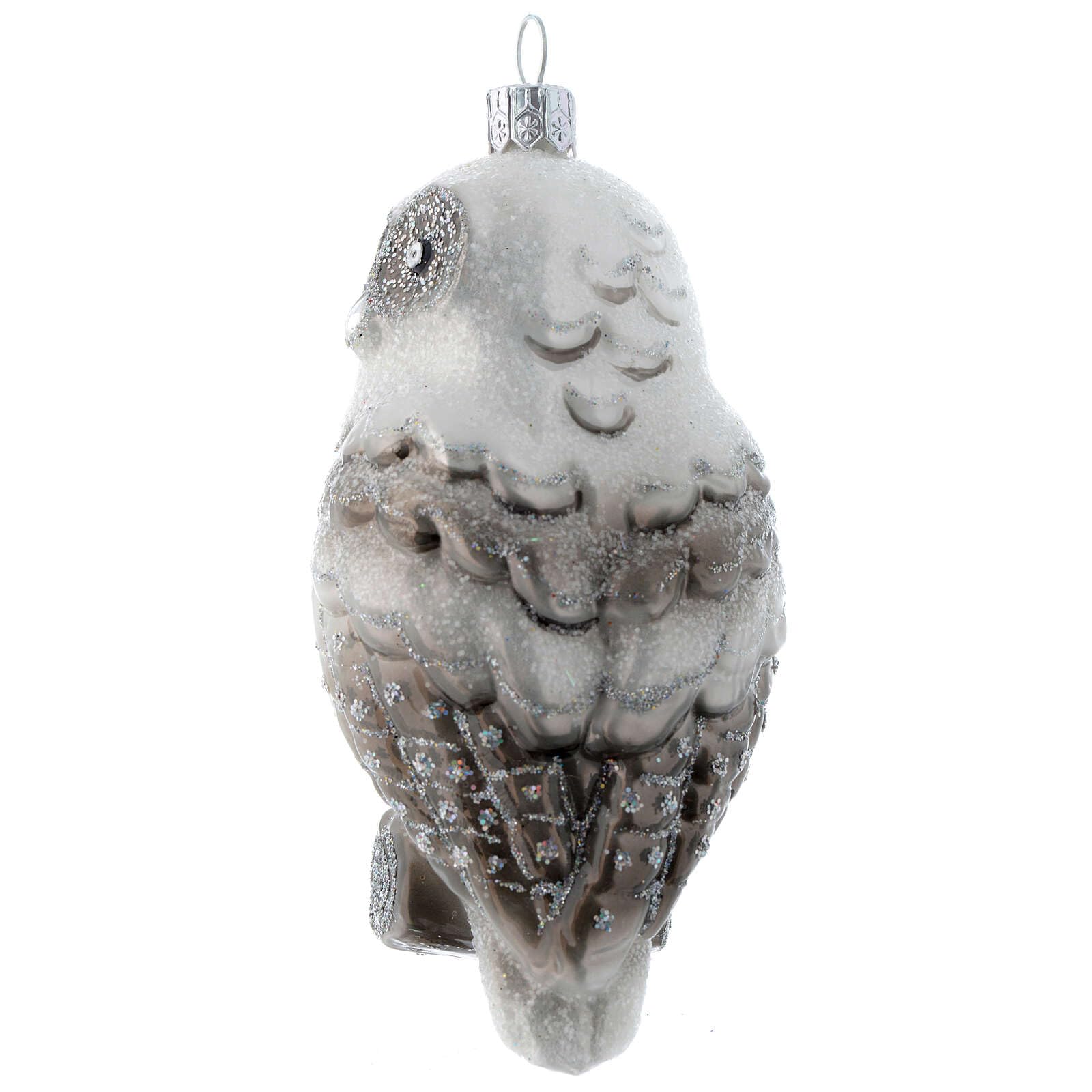 Holyart Adornos de Vidrio soplado para Árbol de Navidad: Buho de Las Nieves Adorno Vidrio soplado Árbol de Navidad