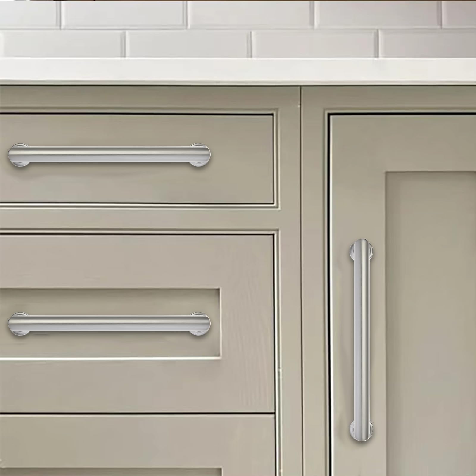 KHTUMEWARE-80348 Brushed Nickel Cabinet Pulls CTC 3 in (76 mm) 2-Pack in Brushed Nickel — KHTUMEWARE