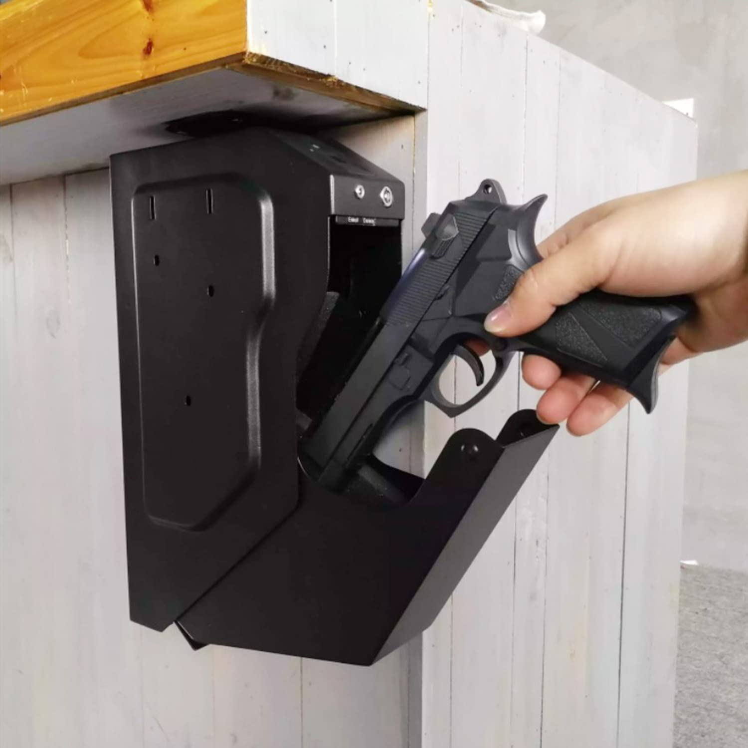 Cassaforte per Pistola Intelligente,Cassaforte per Impronte Digitali Biometrica Portatile,Cassaforte per Pistola,Cassaforte per Pistola con Chiave di Riserva E Lucchetto a Combinazione