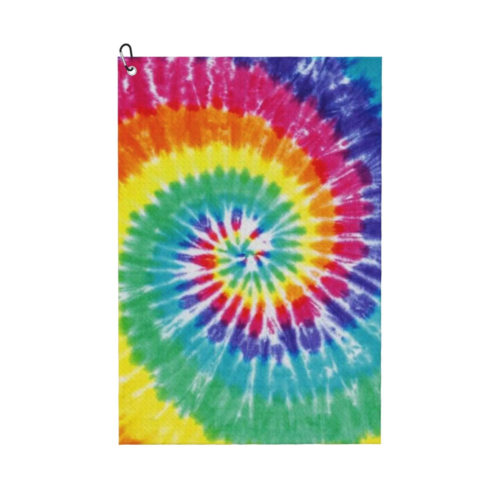 Hnnkloy Rainbow Tie Dye Print, 16x24 in Portable Waffle Golf Towels with Carabiner Clip for Golf Bag
