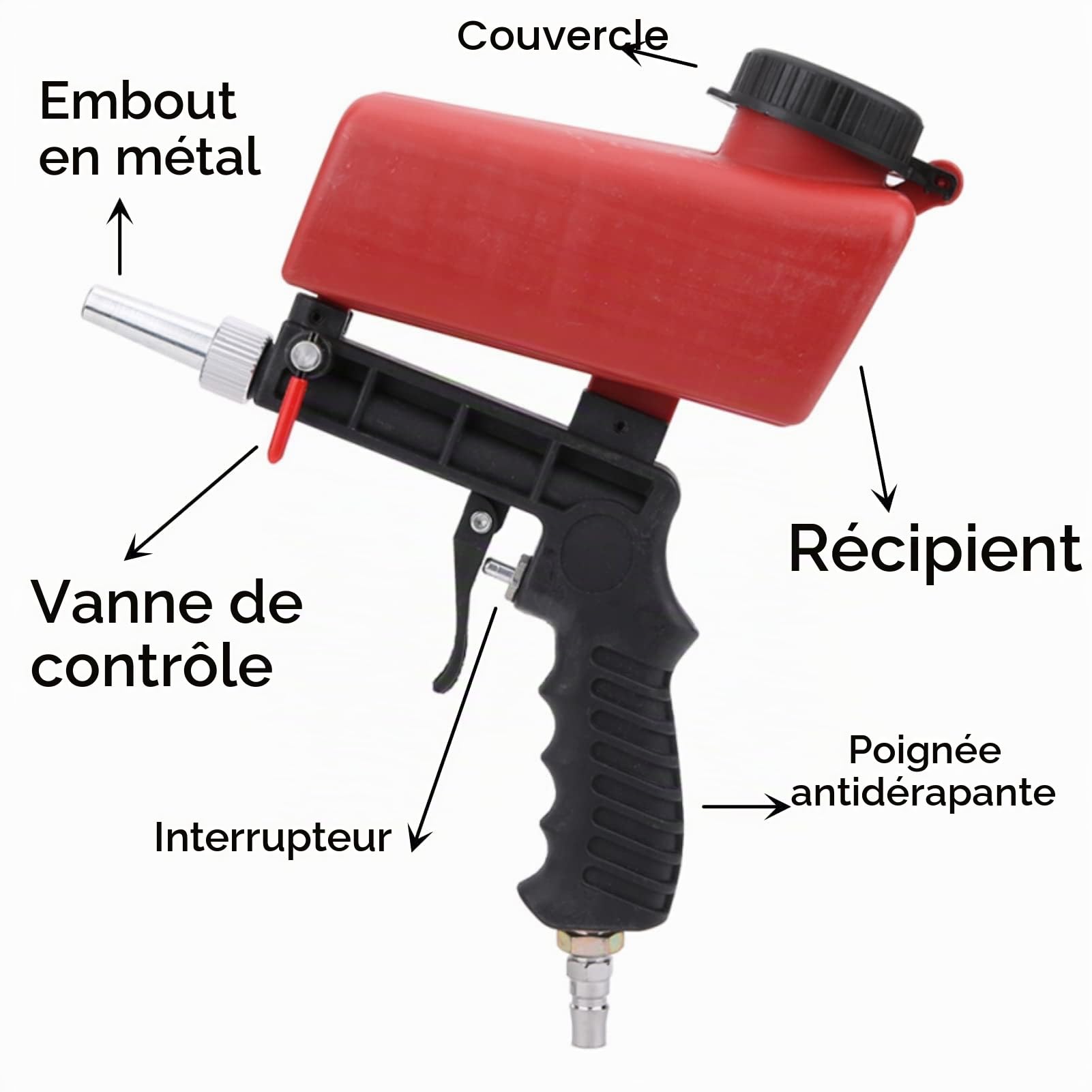 Sableuse Pistolet de Sablage Pneumatique 90PSI Petite Machine de Sablage Portative pour le Polissage Sablage et L'élimination la Rouille du Métal