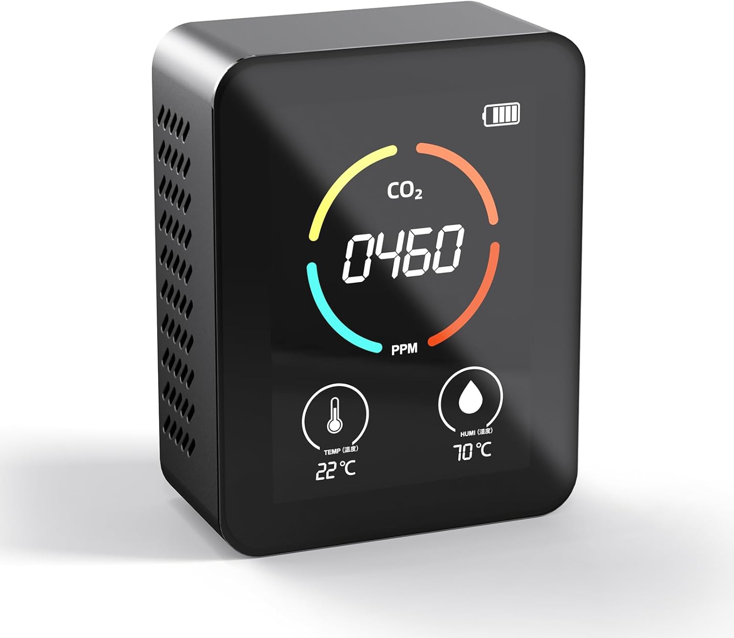TVOC - Detector de CO2, monitor de CO2 3 en 1, color negro, probador de temperatura y humedad, monitor de calidad del aire para escritorio, hogar,