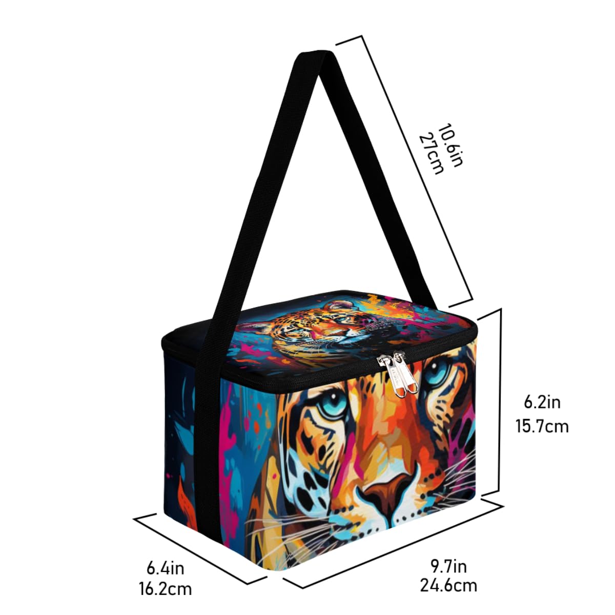 GzLeyigou Lunch Bags for Women Men 9 Cans,Watercolor Tiger Hot & Cold Food Delivery Bag Insulated Grocery Bag Insulated Lunch Box Animal Tiger Cooler Bag for Office Work Picnic Beach