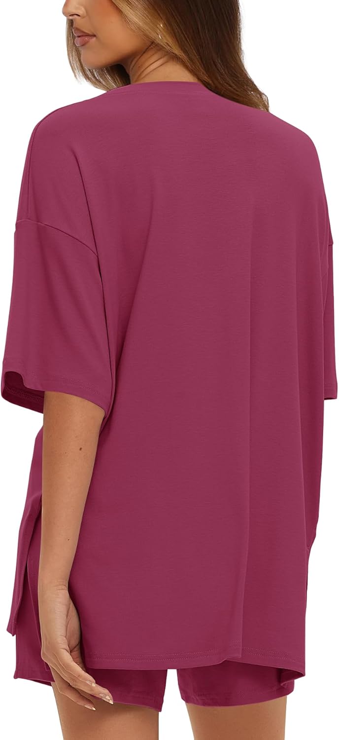 Darong Women's 2 Piece Lounge Set Short Sleeve Boxy T-shirt & Shorts Comfywear Summer Pajama Set Loungewear Set - Image 2