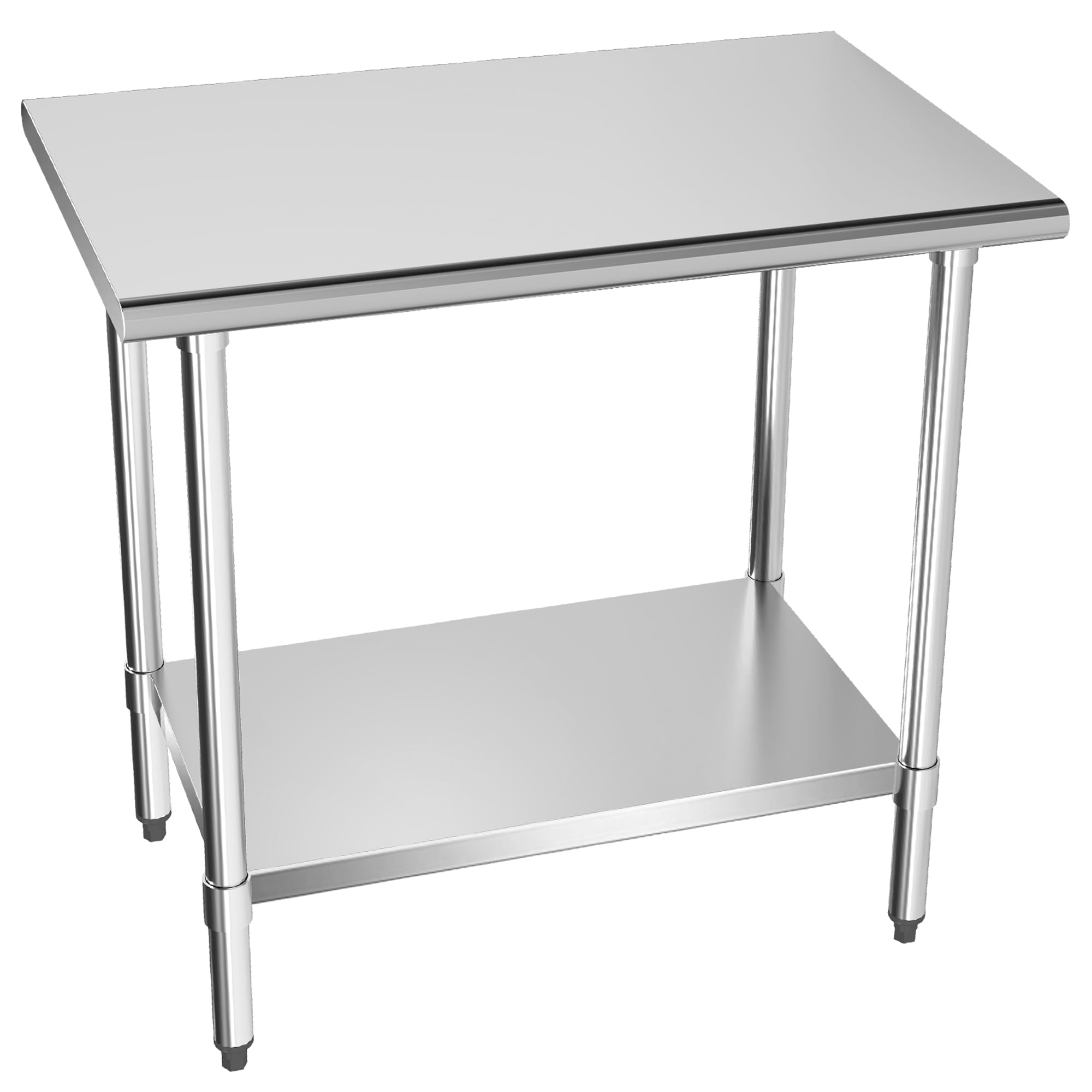 Kleensteel NSF Certified Stainless Steel Table with Adjustable Undershelf, 24" x 36" Tabletop, Heavy Duty Prep & Work Table for Commercial Kitchen,
