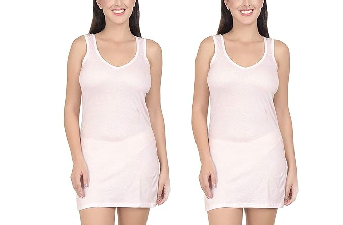 BLAZON Women's Cotton Hosiery Selfie Midi Slip Combo Pack of 2 (Available Sizes: XS, S, M, L, XL, 2XL, 3XL, 4XL, 5XL) - White, Brandy main image 0