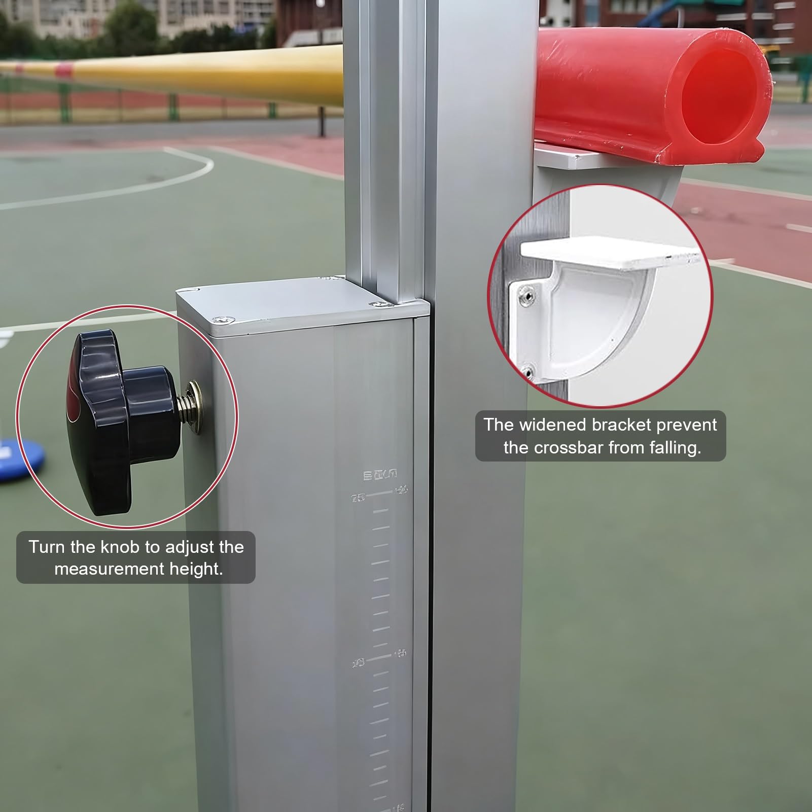 Stojak Treningowy do Skoku Wzwyż Aluminiowy Stojak do Skoku Wzwyż z Trójkątną Podstawą, Sprzęt do Treningu Skoków na Zawodach Lekkoatletycznych, Ruchome Drabiny do Skoków dla Szkół