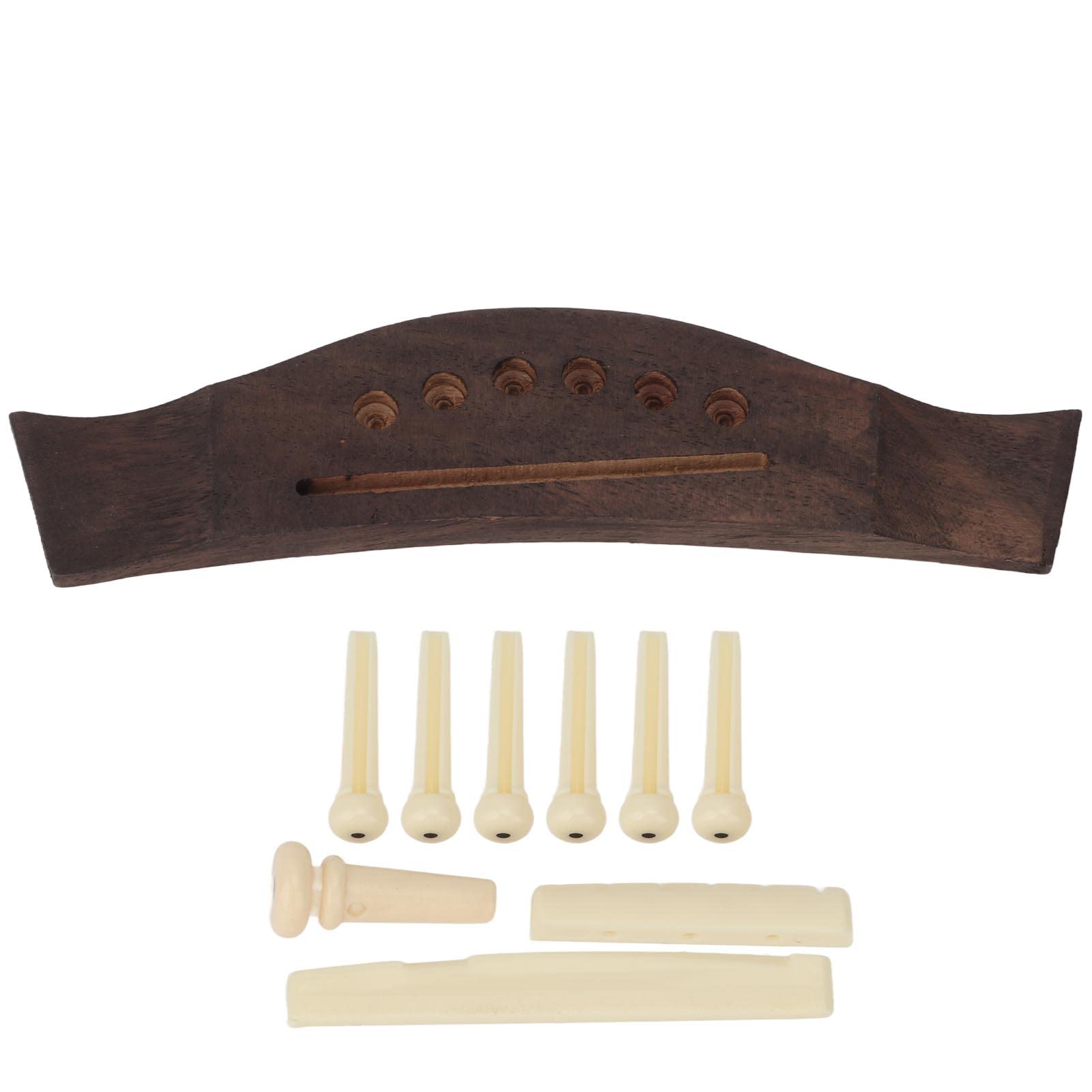 Set Ponte Per Chitarra Acustica: Piroli In Plastica, Sella In Osso E Dado In Palissandro