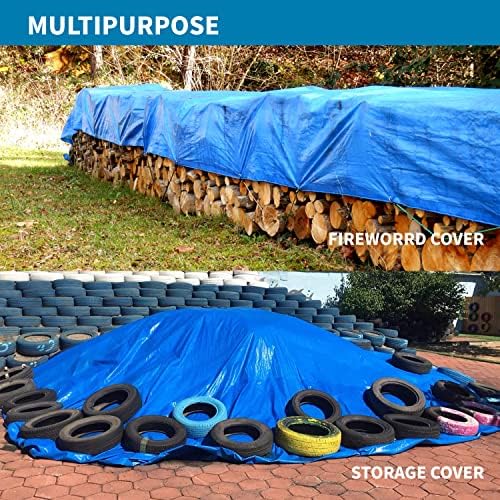 Beinear Tarpaulin, Waterproof Heavy Duty Multi-purpose Tarp Sheet Cover - 120g/m² Polyethylene/PE , Waterproof, Rust-proof Eyelets, Tear Resistant - Blue 1.8 x 2 m
