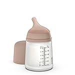 Suavinex Zero Zero Anti Colic Baby Bottle, No 1 Spanish Baby Bottle Brand, Minimize Bottle Rejection & Nipple Confusion, Perfect for Breastfeeding Babies, 6oz/180mL, Medium Tone, Adaptable Flow Nipple