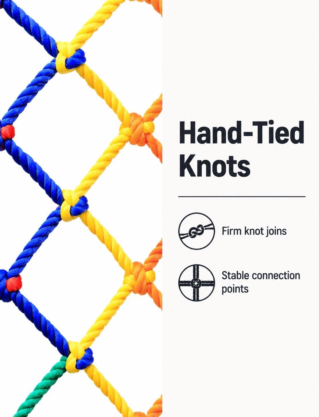 Buntes Kletternetz 10 mm, Outdoor-Seilnetz für Treppe und Terrasse | 10 mm geflochtenes Nylon; faltbares Design; Öffnungsgrößen 10 x 10 cm/5 x 5 cm(5x5cm hole,1.2x4meter)