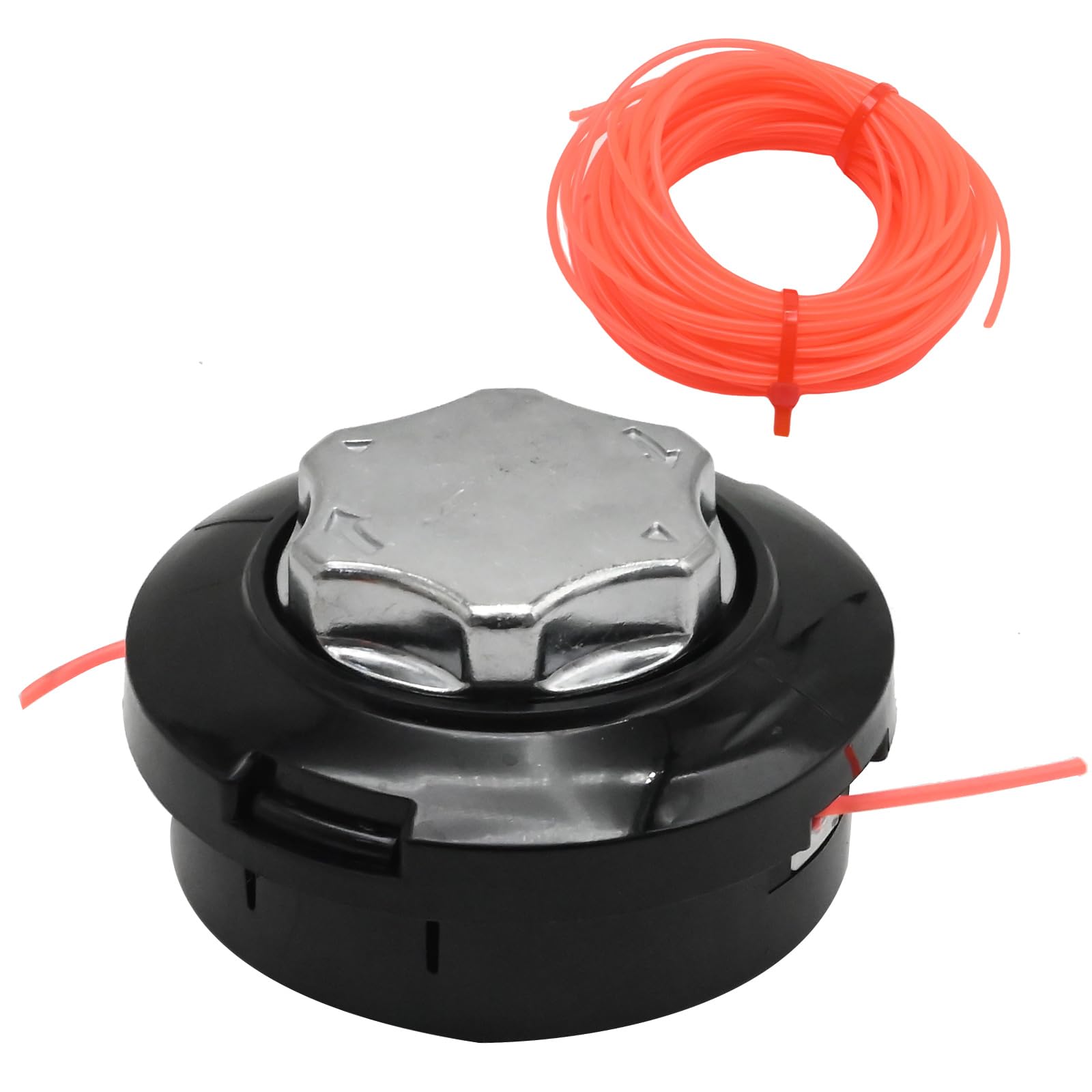 Ollanoos Universal M10 x 1.25 Left-Hand Automatic Out Line Thread Trimmer, with 15m 2.4mm Strimmer String Cord, for Trimmer Dual 2 Line Spool Head