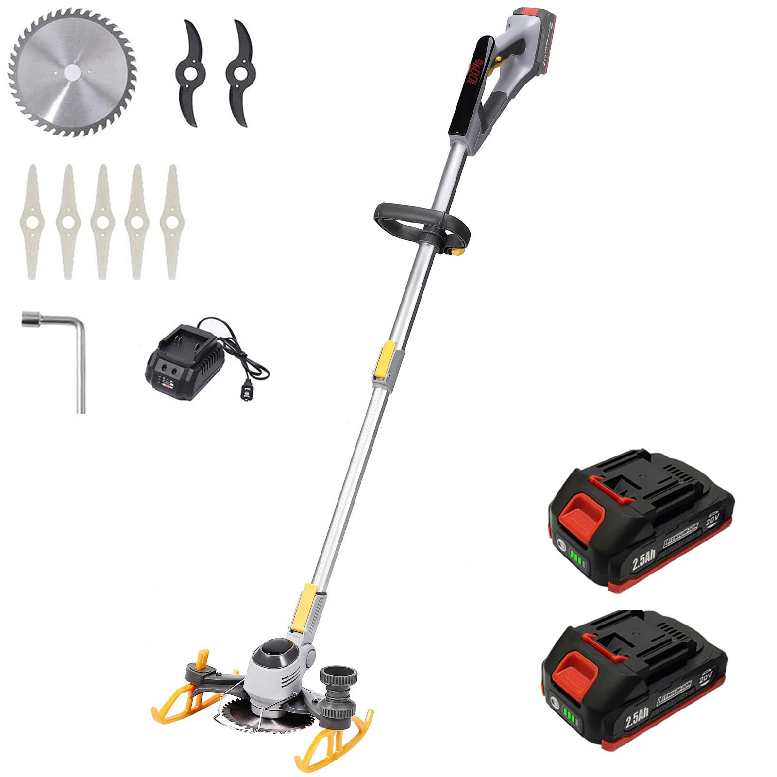 Photo 1 of Korunria  Wacker/Edger with Battery Indicator, Cordless Weed Wacker with Two 2.5Ah Batteries, Battery Operated Weed Trimmer 3-in-1, 20V Lightweight Edger Lawn Tool (Battery and Charger Included) Two Batteries