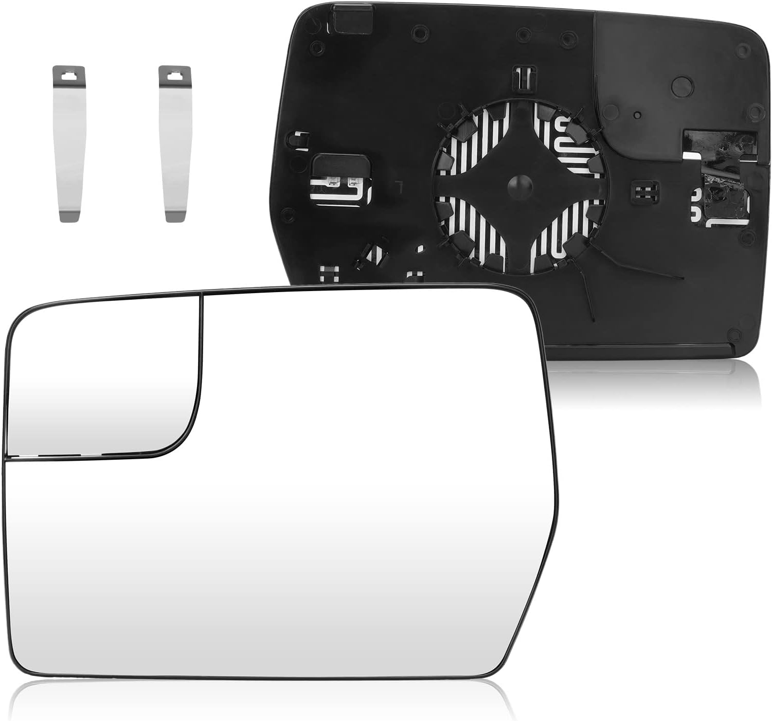 Driver Left Side Power Heated Mirror Glass for 2011-2014 Ford F-150 with Rear Holder Blind Corner Convex Side View Mirror Replacement BL3Z-17K707-E