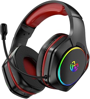 Tatybo Wireless Gaming Headset for PS5 PC, Dual Mode, Low Latency, Red