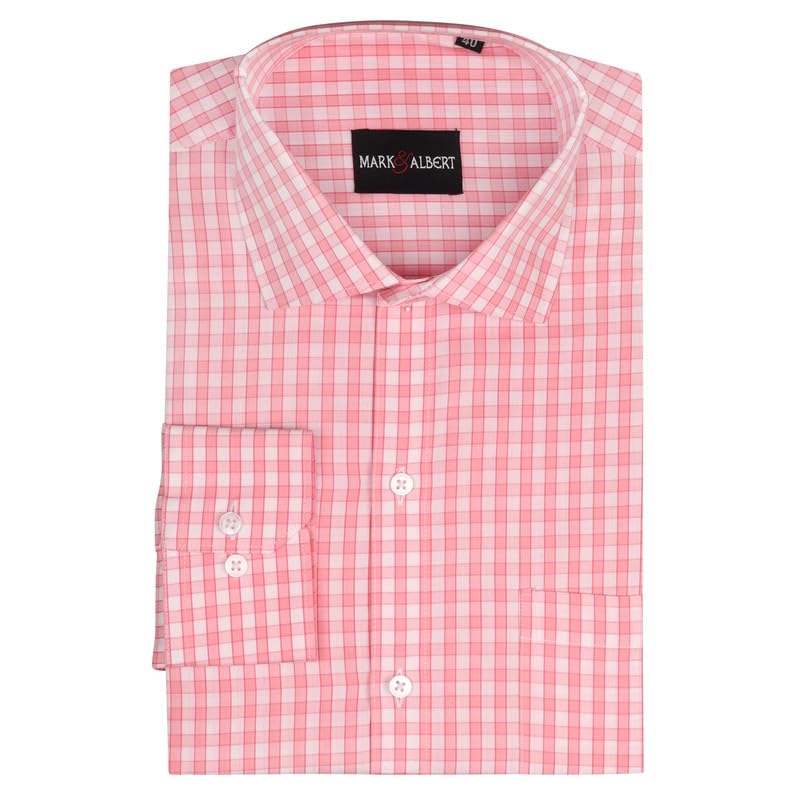 Image of MARK & ALBERT 100% Cotton Full Sleeves Regular Fit Formal Shirt for Men Blue