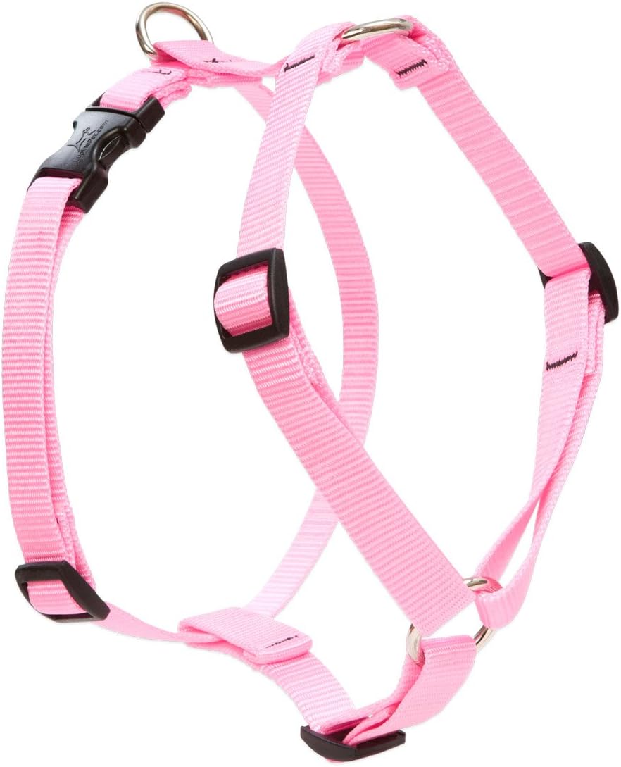 LupinePet Basics 1" Pink 20-32" Adjustable Roman Dog Harness for Medium Dogs