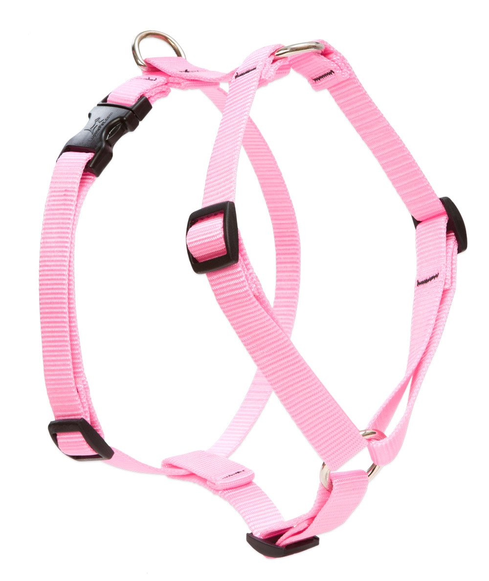 LupinePet Basics 3/4" Pink 14-24" Adjustable Roman Dog Harness for Medium Dogs