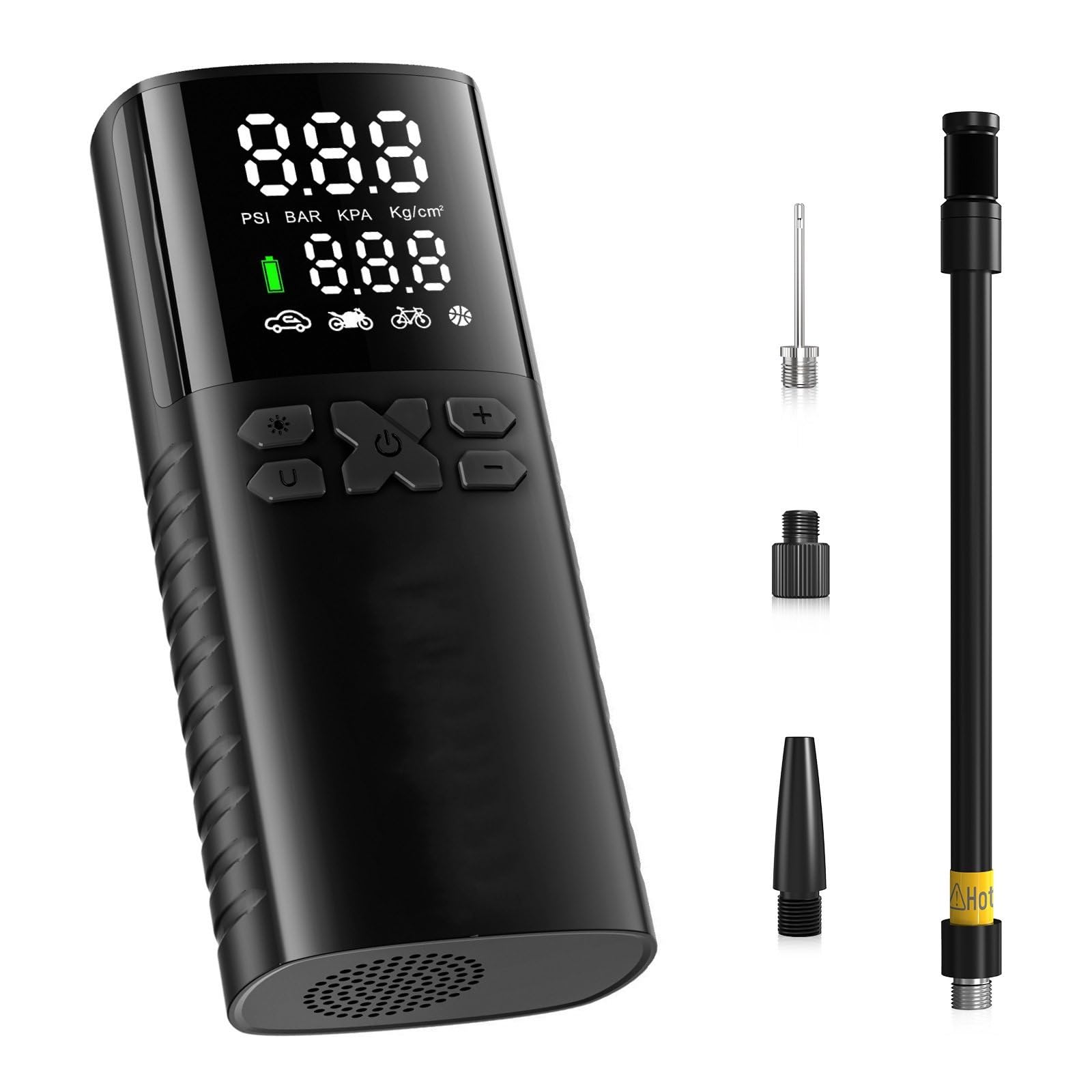 Inflador Ruedas Coche Bomba de Aire de 4000mAh para Motocicletas, Inflador de neumáticos para Bicicleta y Barco con LED Digital y presión preestablecida Compresores de Aire portátiles