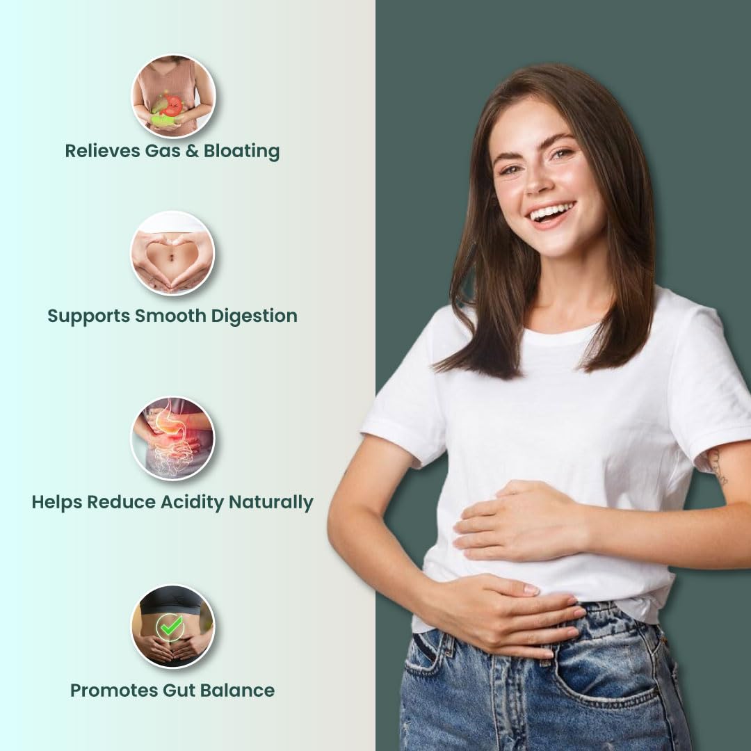 ZEROHARM Gas Relief Capsules | Ayurvedic Pre‑Probiotic & Digestive Enzymes Blend with Triphala (Amla, Haritaki, Bibhitaki) | Eases Digestion, Bloating, Gas Relief & Acidity | Men & Women | 60 Capsules 2