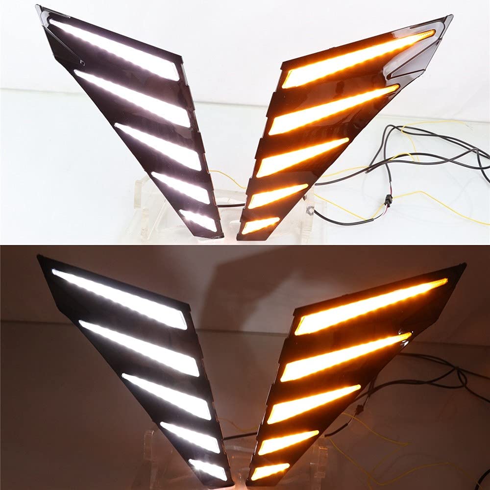 Luce di marcia diurna a LED per Elantra 2021+, 6000K Scansione paraurti anteriore bianca DRL + Indicatori di direzione gialli streamer + DRL notte blu ghiaccio