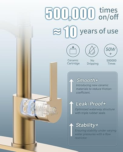 Miniatura 4 de Dispensador de jabón dorado para grifo de cocina, grifo para fregadero de cocina, grifo de fregadero de cocina con placa de cubierta, grifo de