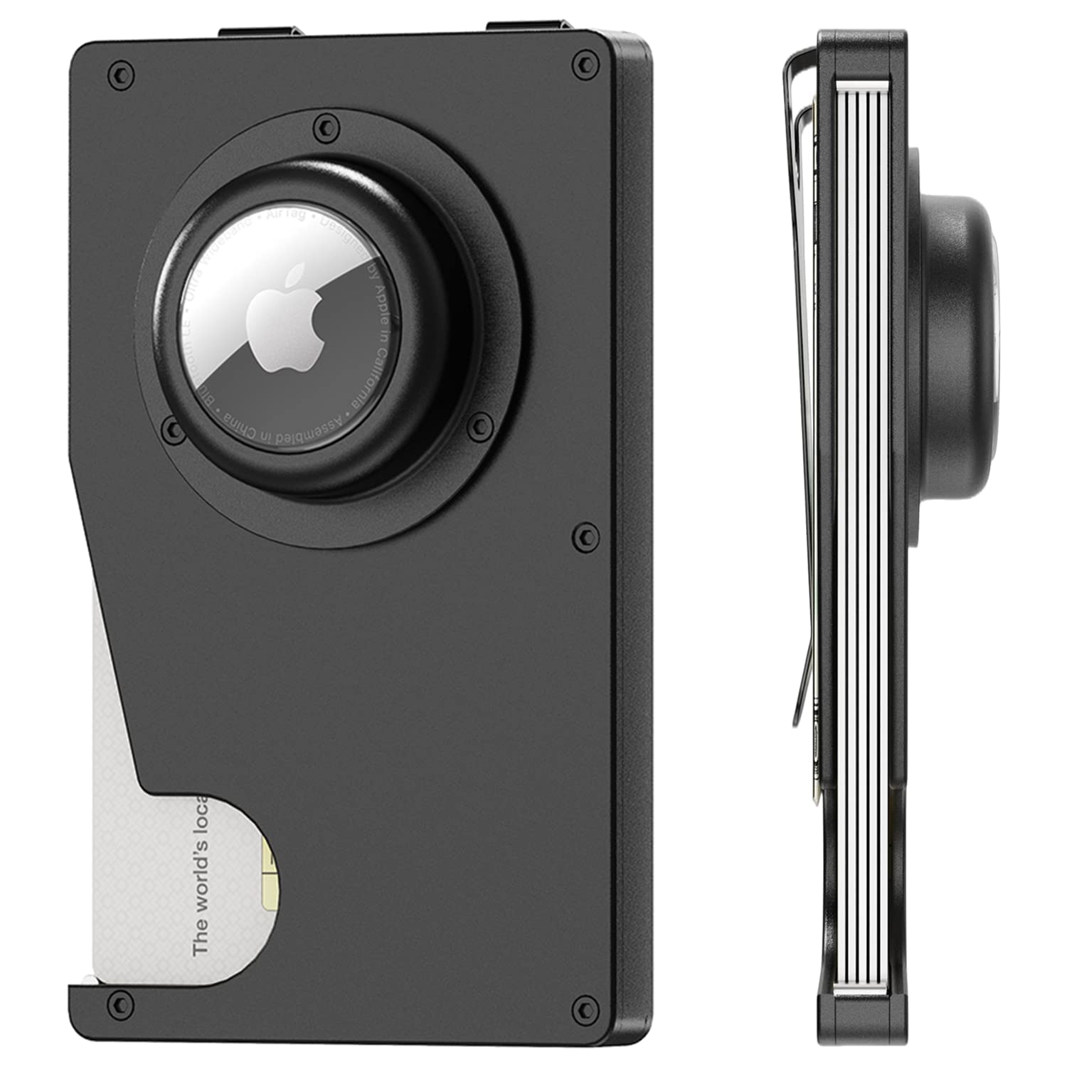 Wallet for AirTag with Holder - Slim Aluminum Metal Money Clip Wallets, RFID Blocking Card Wallet, Minimalist Wallet for Men