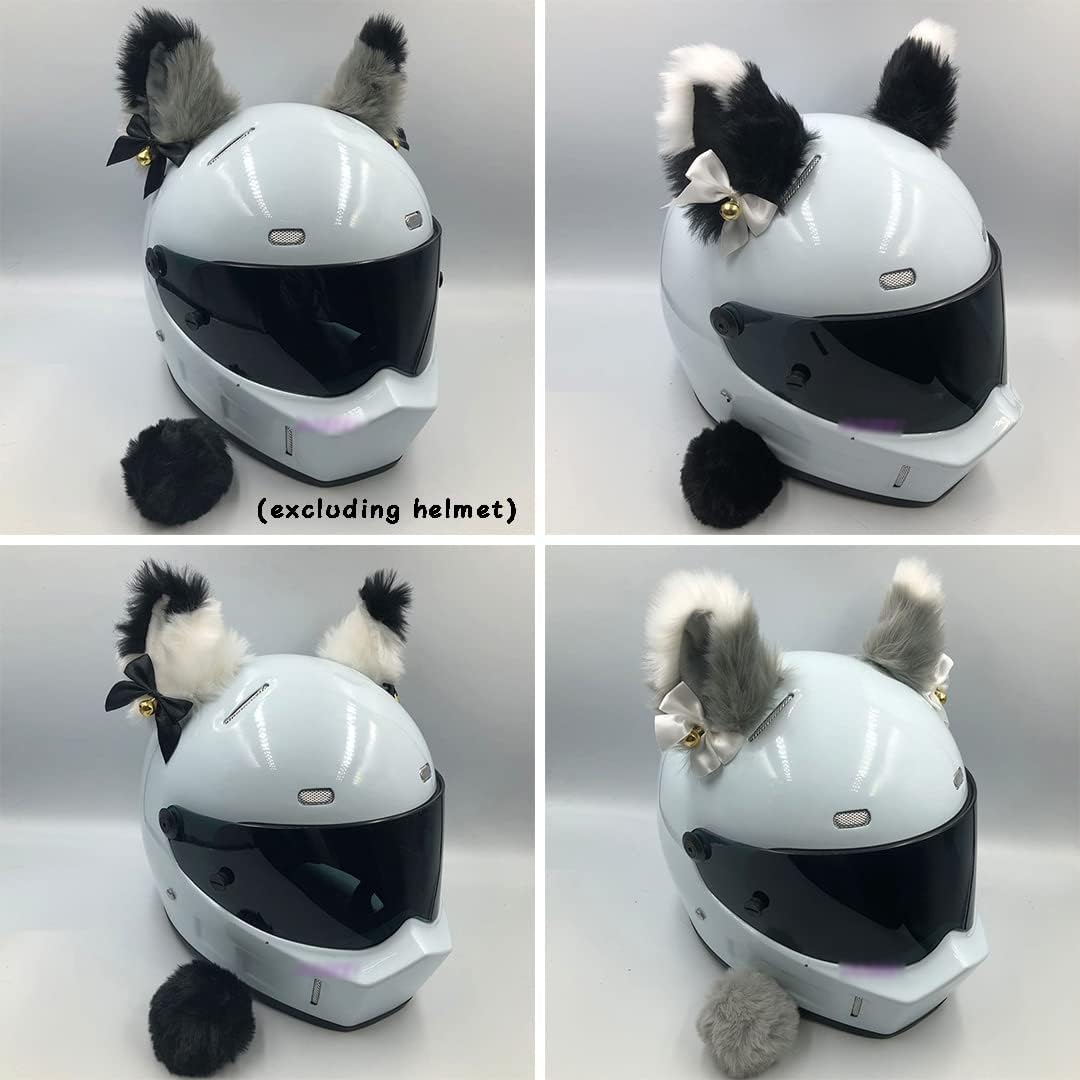 Plush Cat Ears Bell Skiing Helmet Accessory 3 Pcs Cute Pom Poms Tails Ski Helmet Decor Kawaii Kitten Helmet Ears for Women Style 1 : Sports & Outdoors
