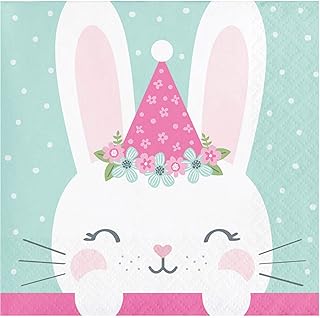 Creative Converting Pastel Bunny Print Beverage Napkins - 16pcs