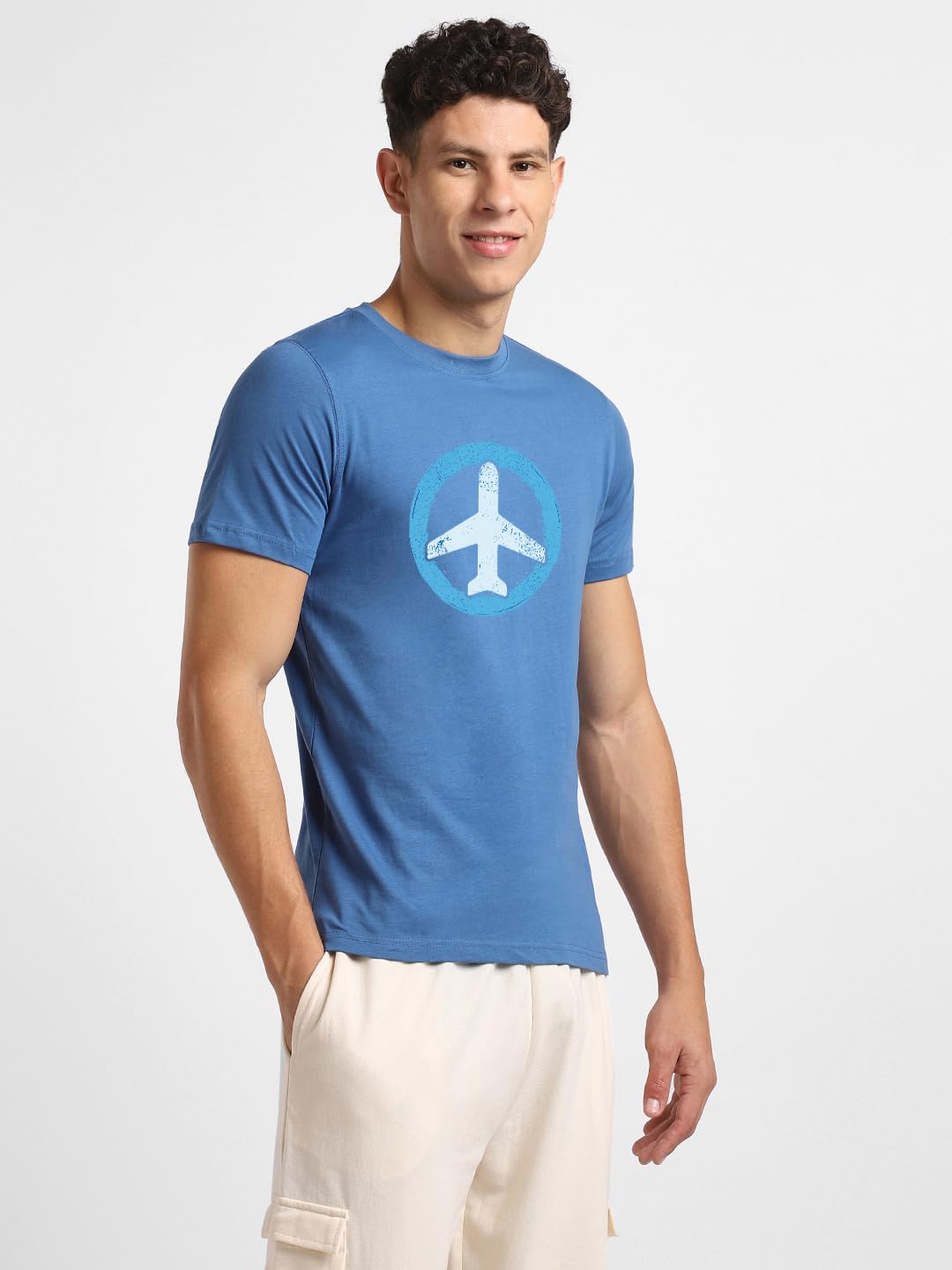 NOBERO Combo de camiseta de algodón con estampado gráfico de ajuste regular para hombre (paquete de 2)
