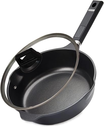 swiflon Sartén antiadherente de 95 pulgadas con tapa sartén de aluminio fundido de 3 cuartos de galón para tortilla de hamburguesas sartén profunda