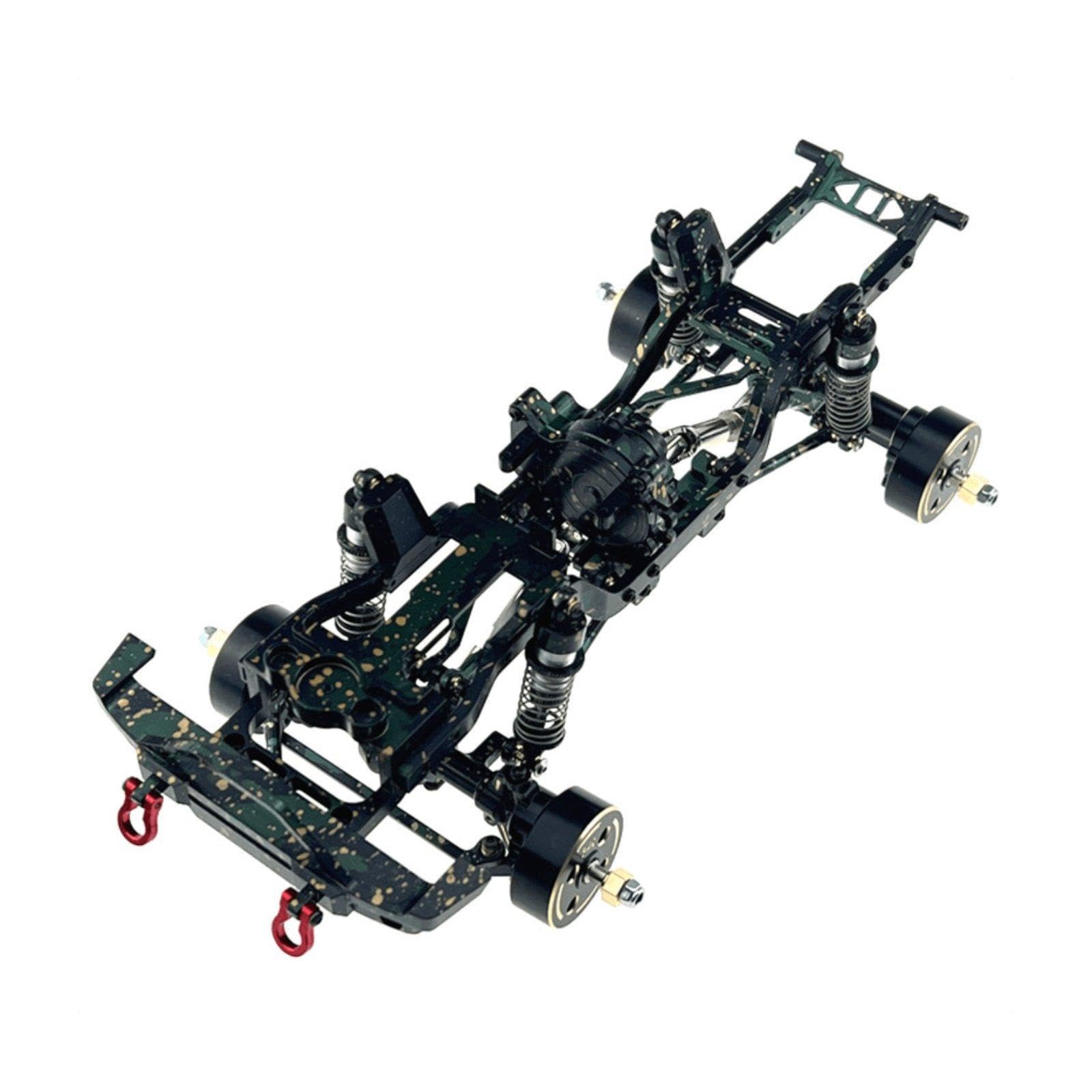 Chasis Metálico para Coche RC 1 18 Bastidor Marco Estructura Rigidez Optimizada y Amortiguación de Impactos con Aluminio 6061 Espacio para, Negro Verde