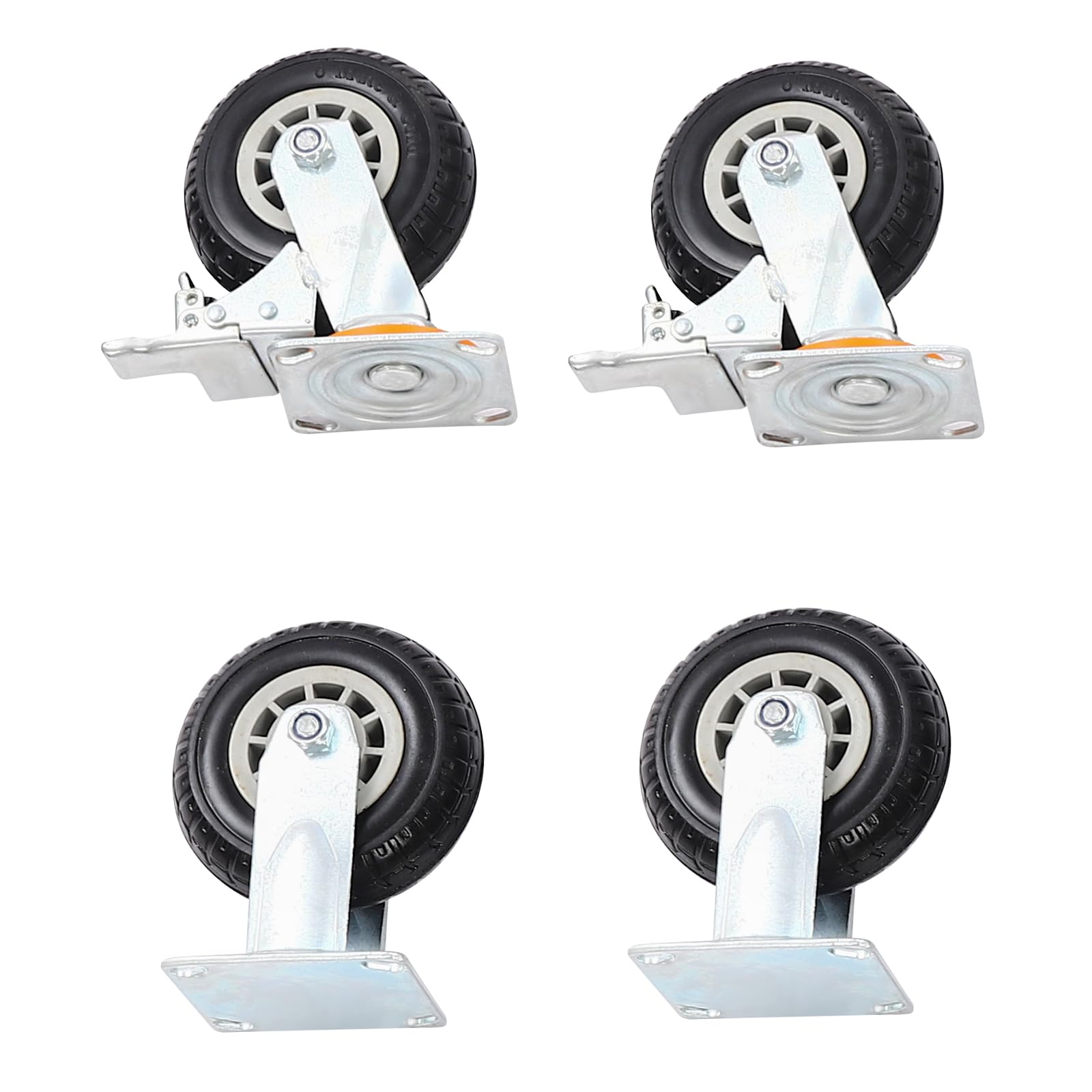 Plattformwagen bis 907kg,Transportwagen mit klappbar Griff,Lagerwagen aus Stahl mit 91x61cm Antirutsch-Ladefläche & 4x360° Gummiräder(2 mit Bremse),Transportkarre Paketwagen für Baustelle Logistik