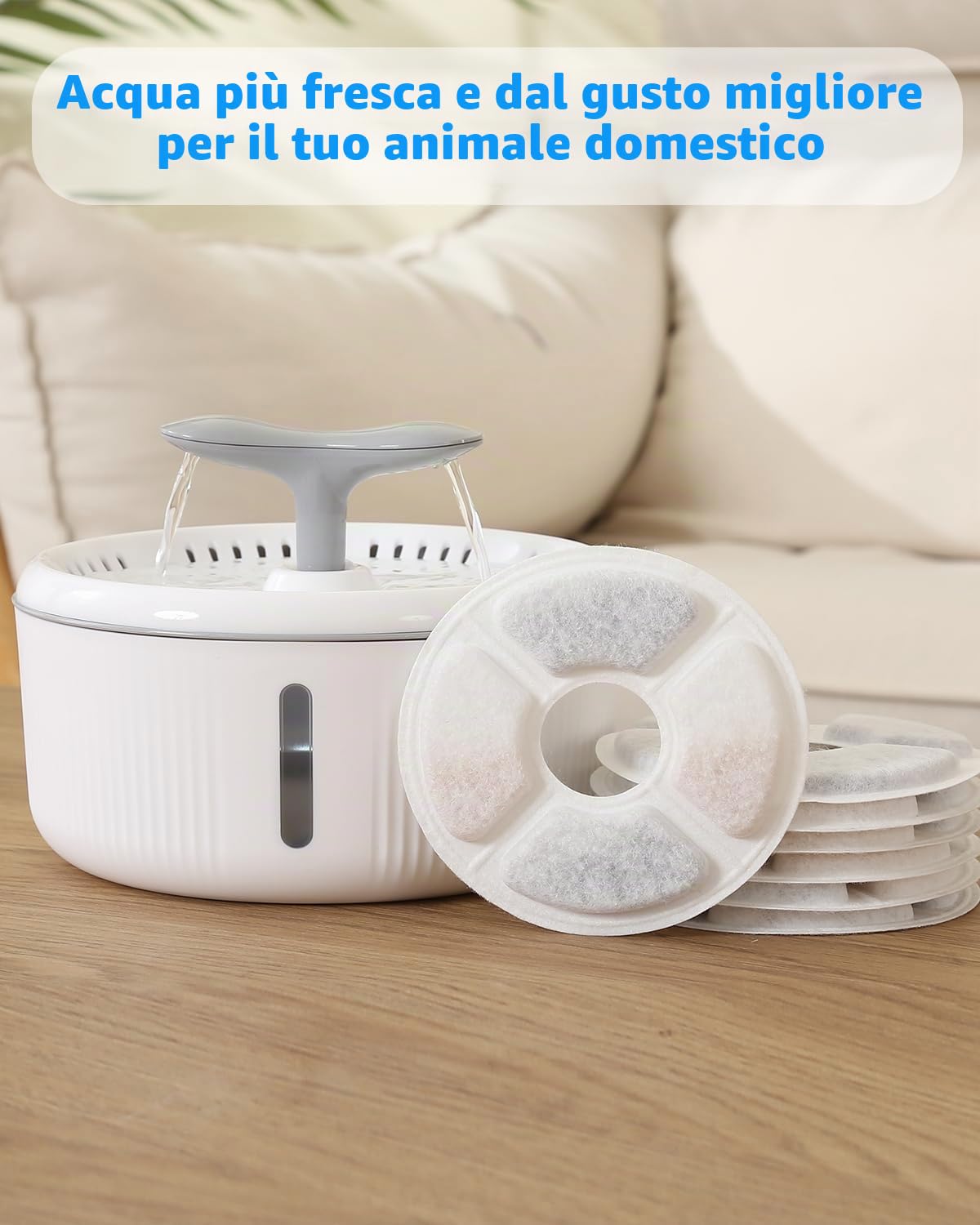 Filtri Fontanella per Gatti, Filtro per 2-2.5L Fontana, Filtri di Ricambio per Fontanella Animali Domestici con Resina e Carboni Attivi per Dispenser Acqua Automatico（6 Pezzi)