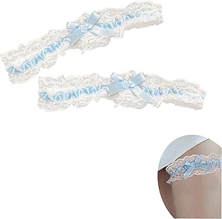 2Stk Blau Hochzeit Strumpfband für Die Braut,Blue Wedding Garters for etwas Blaues,Universalgröße,Wird Traditionell Am Linken Bein Unter Dem Hochzeitskleid Getragen,Spitze Strumpfbänder Schmuck