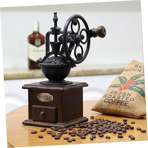 Miniatura 6 de Molinillo de café de manivela vintage, molino de madera clásico, molinillo de frijoles manual para café casero con práctico mango de ahorro de