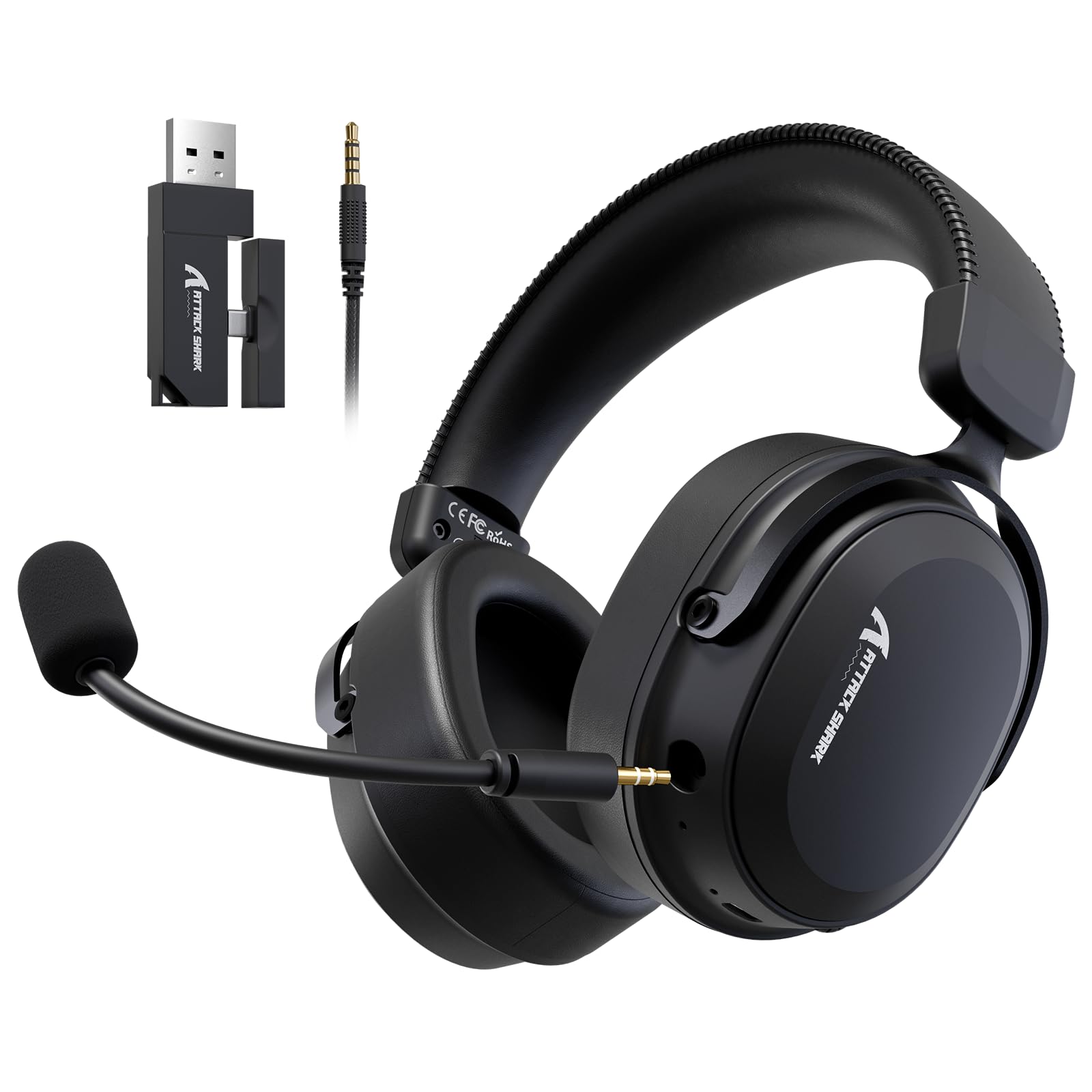 ATTACK SHARK L30PRO Casque Gamer sans Fil, Surround 7.1, Pilotes 50mm, Tri-Mode 2.4G/BT 5.3/Filaire, Micro Amovible ENC pour PC/PS5/Xbox/Switch, Batterie 85H - Noir Rouge