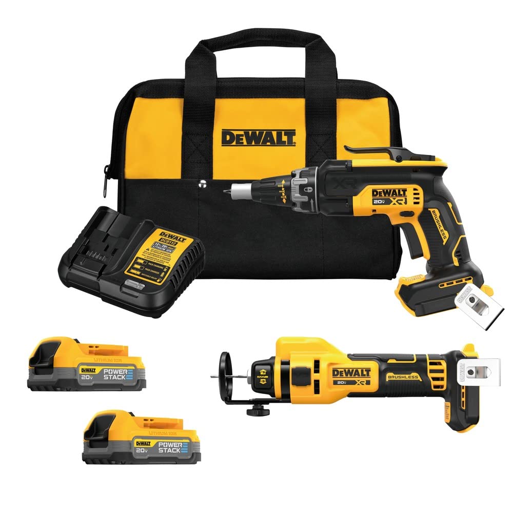 20V MAX Cordless Screw Gun and Cutout Kit with 2 POWERSTAK Batteries and Charger Included (DCK265E2)